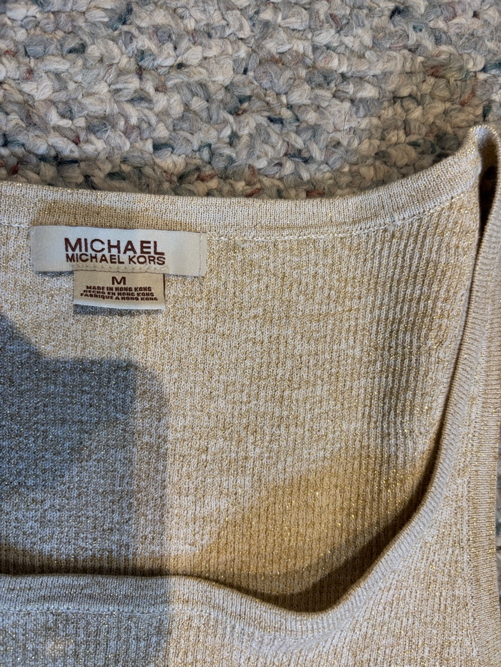 MICHAEL Michael Kors Cream Metallic Tank Top
